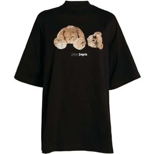 Palm Angels Black T-Shirt with Tan Bear Graphic
